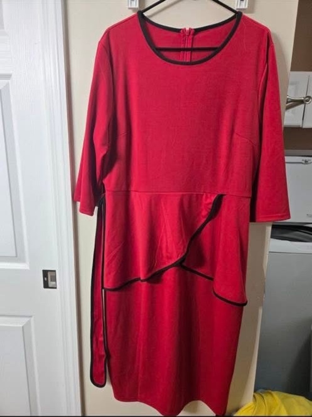 Red Ruffle-Trim Women’s Dress